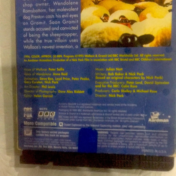 VTG. 1995 VHS#8399 video Tape. WALKACE & GROMIT. A CLOSE SHAVE. - Picture 4 of 8